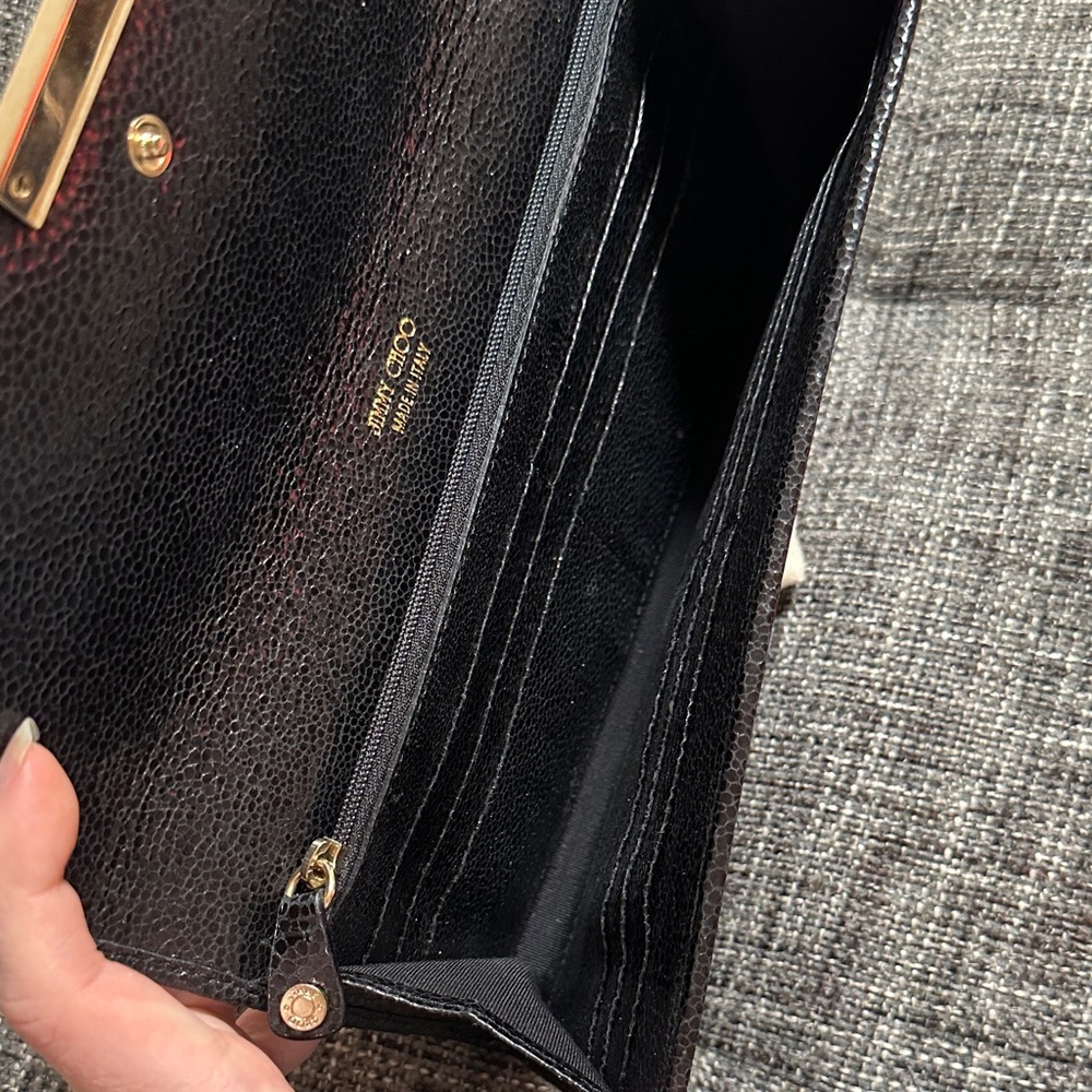 Jimmy Choo Black Evening Clutch with Gold Detail - Picture 3 of 5